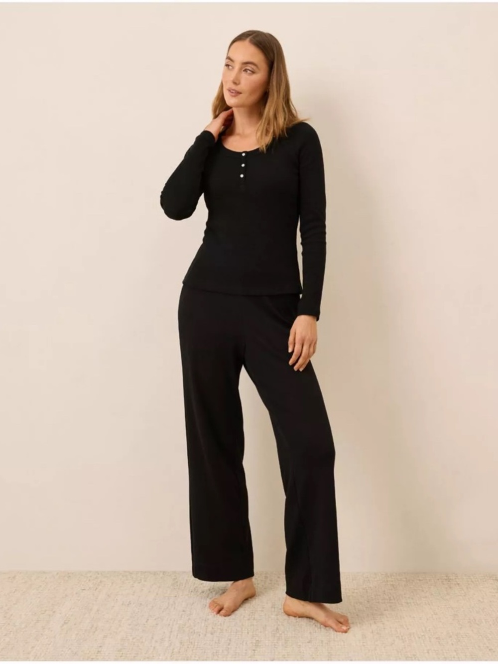 ✨NWT✨ PACT Dream Rib Wide Leg Lounge Pant in Black Sz M